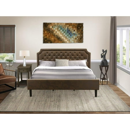 East West Furniture Granbury 2 Pieces Wood King Bedroom Set in Brown/Jacobean