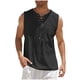 thumbnail image 2 of Camiseta sin mangas con cuello en V para hombre, color liso, moderna, holgada, informal, con cordón y bolsillo, sin mangas, de poliéster, 2 of 6