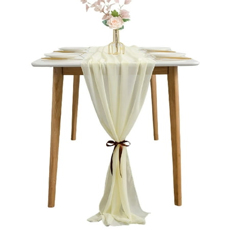 

Soft Chiffon Wedding Decor Table Runner Wrinkle Dinning Room Party Supplies