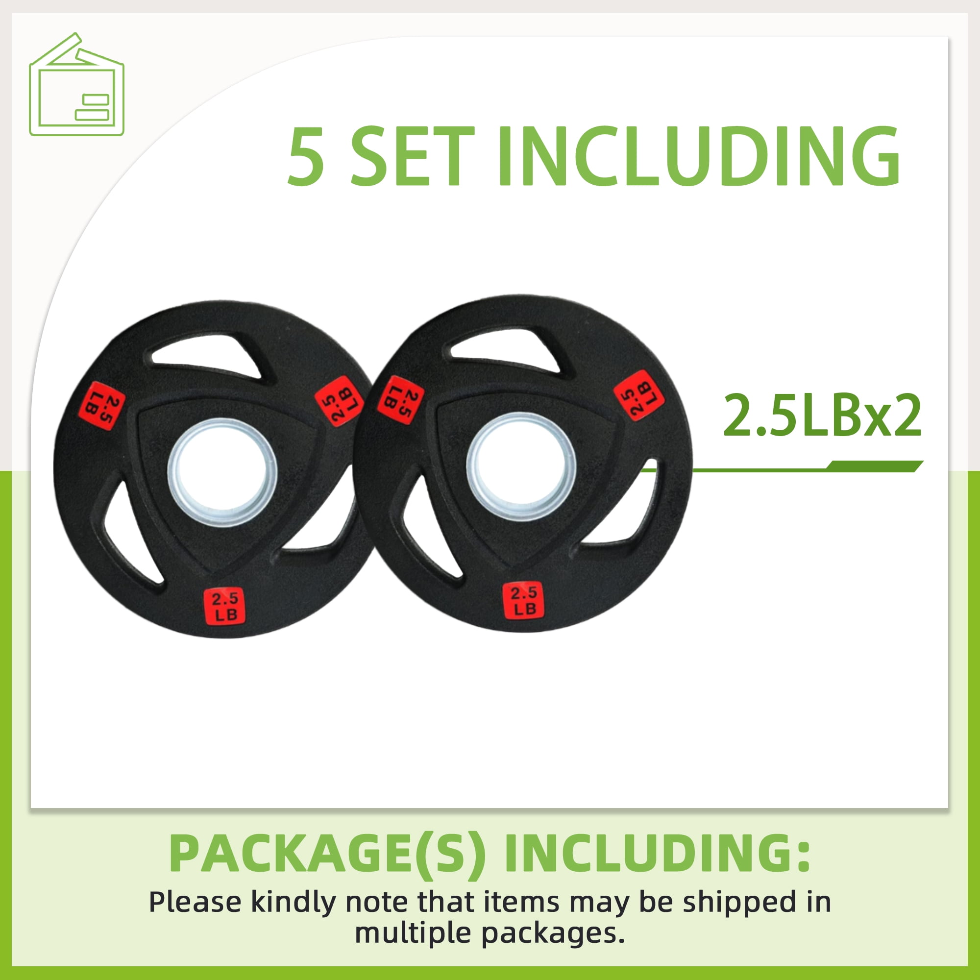 FlexWave 2-Inch Olympic Cast Iron Weight Plates Set, Multiple Sizes Including 5LB, 10LB, and 90LB, for Strength Training & Weightlifting