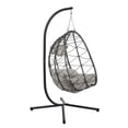 thumbnail image 3 of Indoor Outdoor Egg Hanging Chair with Stand, Patio Wicker Hanging Swing Egg Chair, Indoor Outdoor Swinging Chair, Outdoor Hammock Egg Chair 350 lbs Capacity for Patio, Bedroom, Balcony, Living Room, 3 of 9