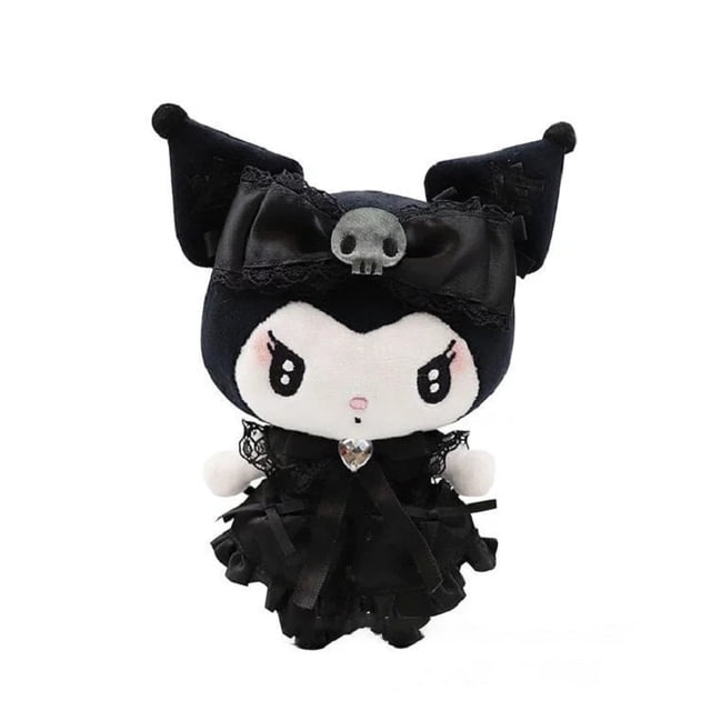 Sanrio-muñeco de peluche Original Kuromi My Melody, traje de mucama de encaje negro Kawaii, serie de dibujos animados, lindo peluche colgante, regalo, 14Cm2 Fivean Toy model