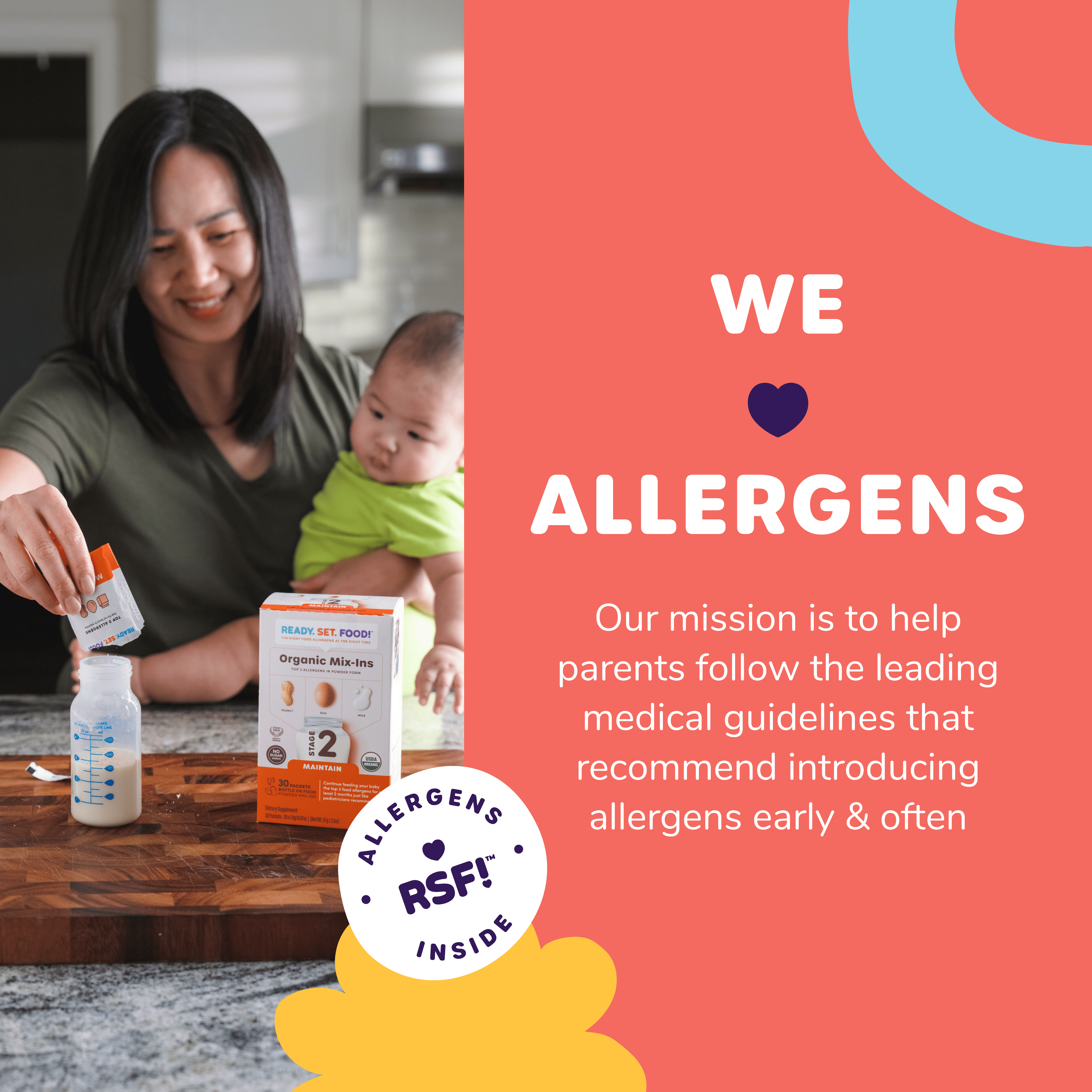Ready, Set, Food! Organic Early Allergen Introduction Mix-Ins, 4+ Months, Stage 2 15 Day, Unflavored
