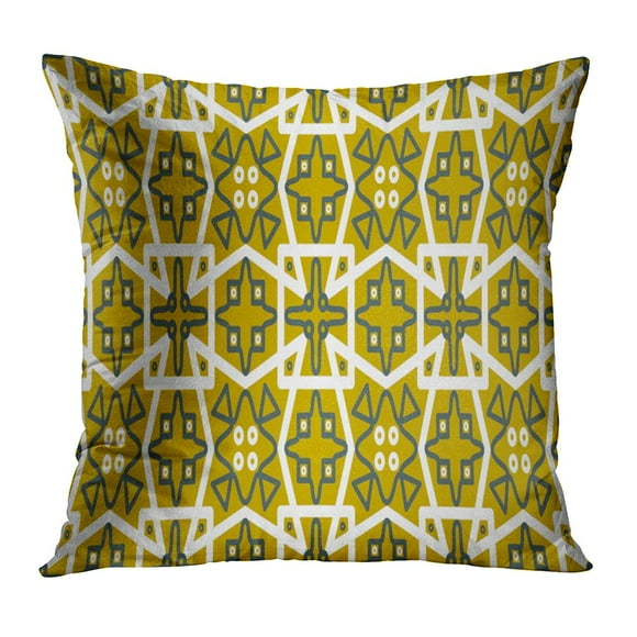 BOSDECO Abstract Honey Gold Yellow Ornamental in Kaleidoscopic Classic Tracery Knotty Puzzle Repeatable Actual Pillowcase Pillow Cover Cushion Case 18x18 inch