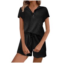 YABCSAZ Oversize Outfits for Women Short Sleeved V Neck Tee Shirt Tops and Wide Leg Bermuda Shorts Casual Loose Solid Color 2 Piece Sets