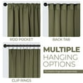 thumbnail image 3 of Superior Blackout Solid Light Filtering Back Tab Curtain Panel Set, 52"X 63", Olive Green, 3 of 11
