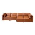 thumbnail image 7 of Randy Mid Century Modern Modular Cognac Tan Leather Comfy Sectional Sofa, 7 of 7