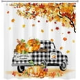 thumbnail image 2 of Fall Shower Curtain Pumpkin Maple Tree Leaves Black Plaid Truck Shower Curtain for Bathroom, Farmhouse Autumn Harvest Shower Curtain with Hooks Holiday Bathtub Decorations, 72W X 72L inches, 2 of 5