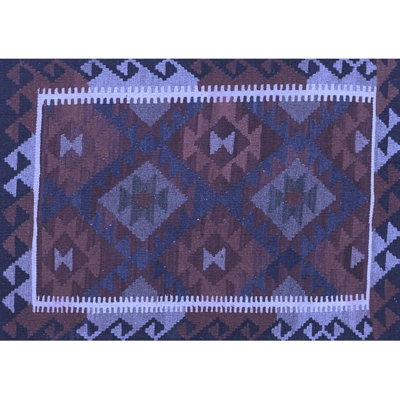Ahgly Company Machine Washable Indoor Rectangle Oriental Blue Traditional Area Rugs, 8' x 12'