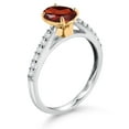 thumbnail image 3 of Gem Stone King 10K Yellow and White Gold Red Garnet and White Lab Grown Diamond Engagement Ring for Women (1.68 Cttw, Oval 8X6MM, Gemstone January Birthstone, Available in Size 5, 6, 7, 8, 9), 3 of 4
