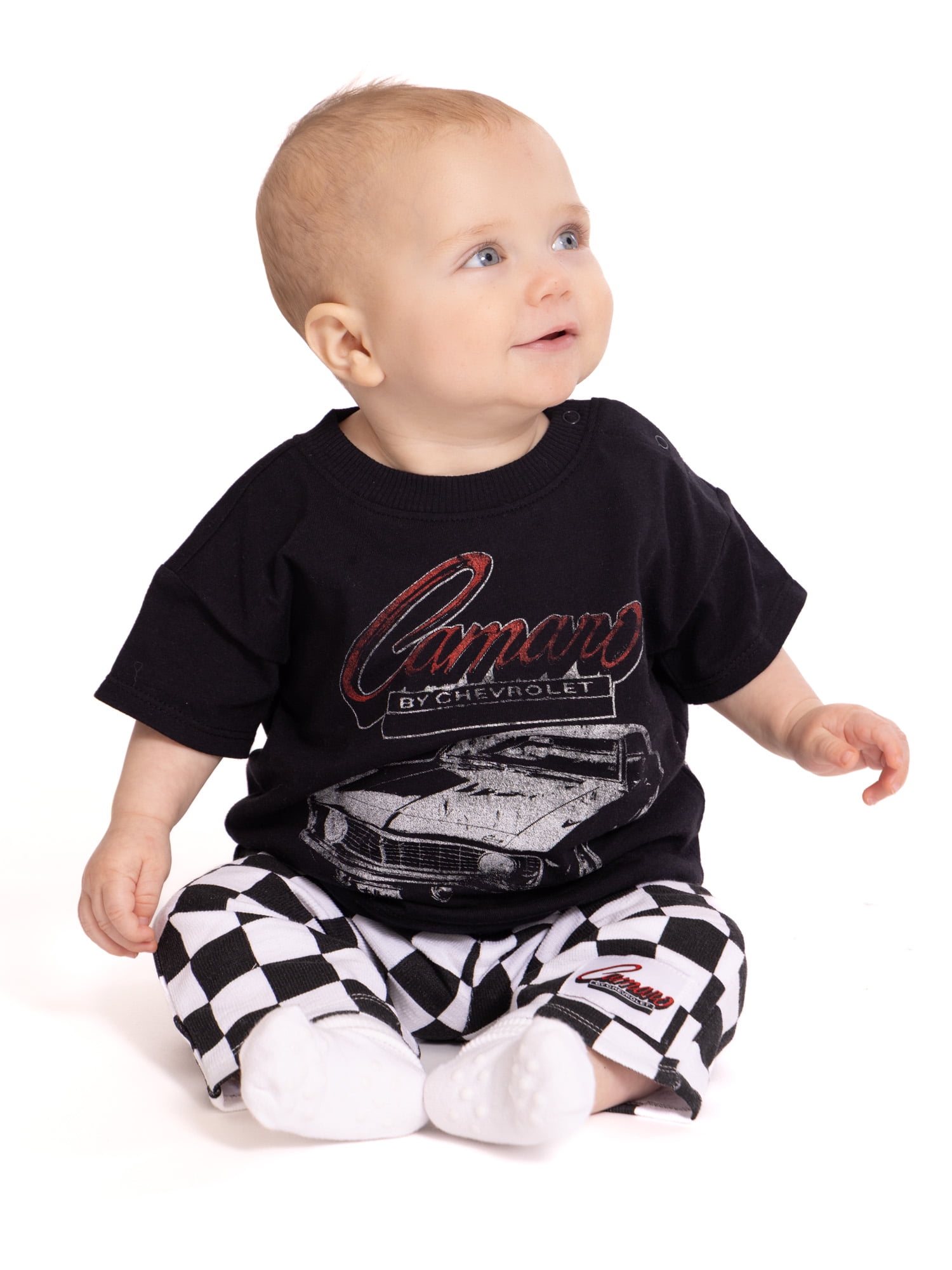 Chevy Camaro Baby Boys Graphic Tee and Checkered Print Pants Set, 2-Piece, Sizes 0/3M-24M