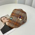 thumbnail image 2 of Gorra plana a cuadros para hombre con bordado de perro, estilo vintage Gatsby, 2 of 2