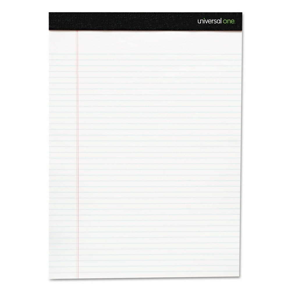 Universal Premium Ruled Writing Pads, Wide/Legal Rule, 8.5 x 11, White