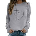 thumbnail image 3 of Idoravan Easter Clearance Fashion Women's Casual Long Sleeved Round Neck Printed Women's Sports Shirt Tops, 3 of 3