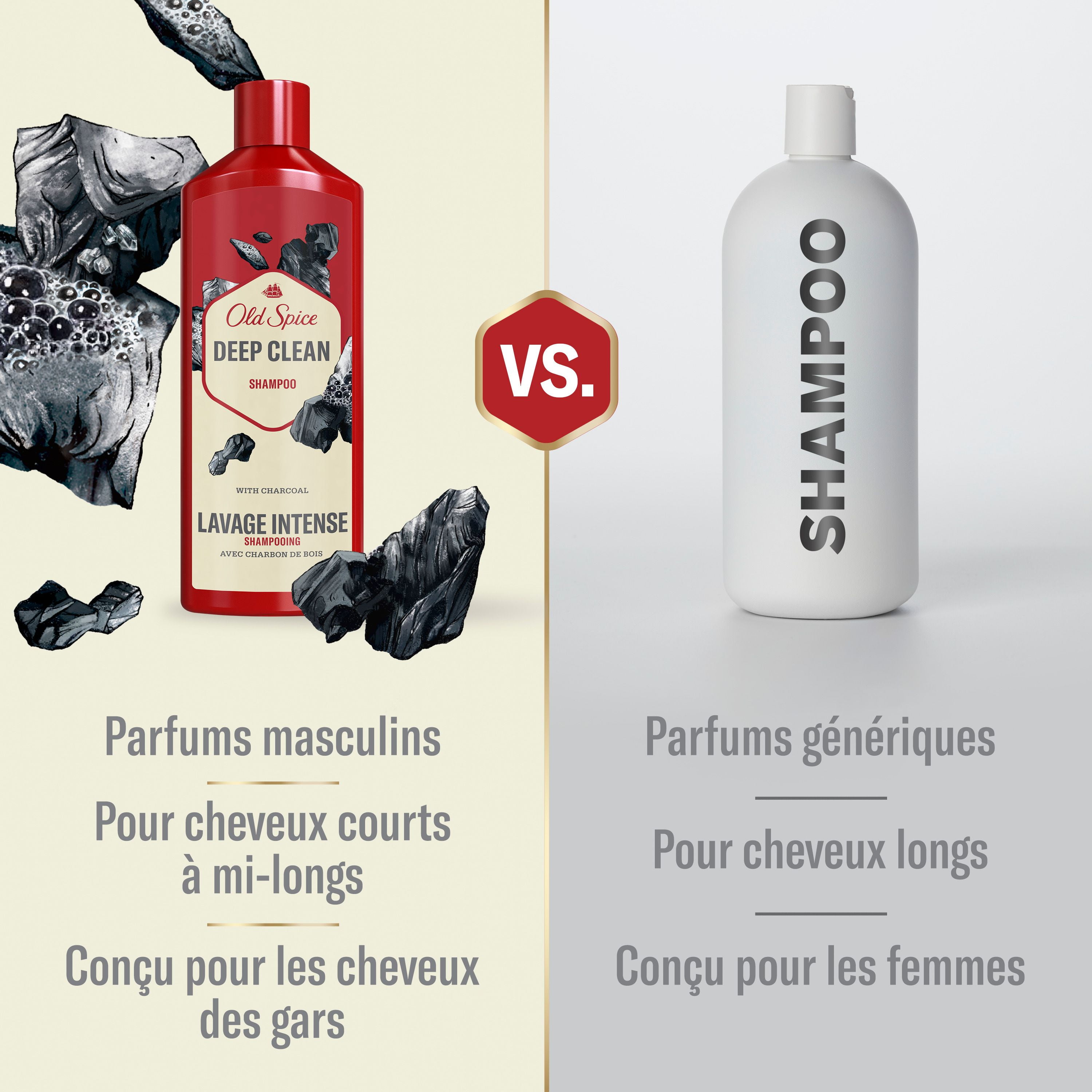 Old Spice Deep Clean Shampoo for Men with Charcoal, Fresh and Clean Scent, Removes Built Up Dirt and Oil, 400ML