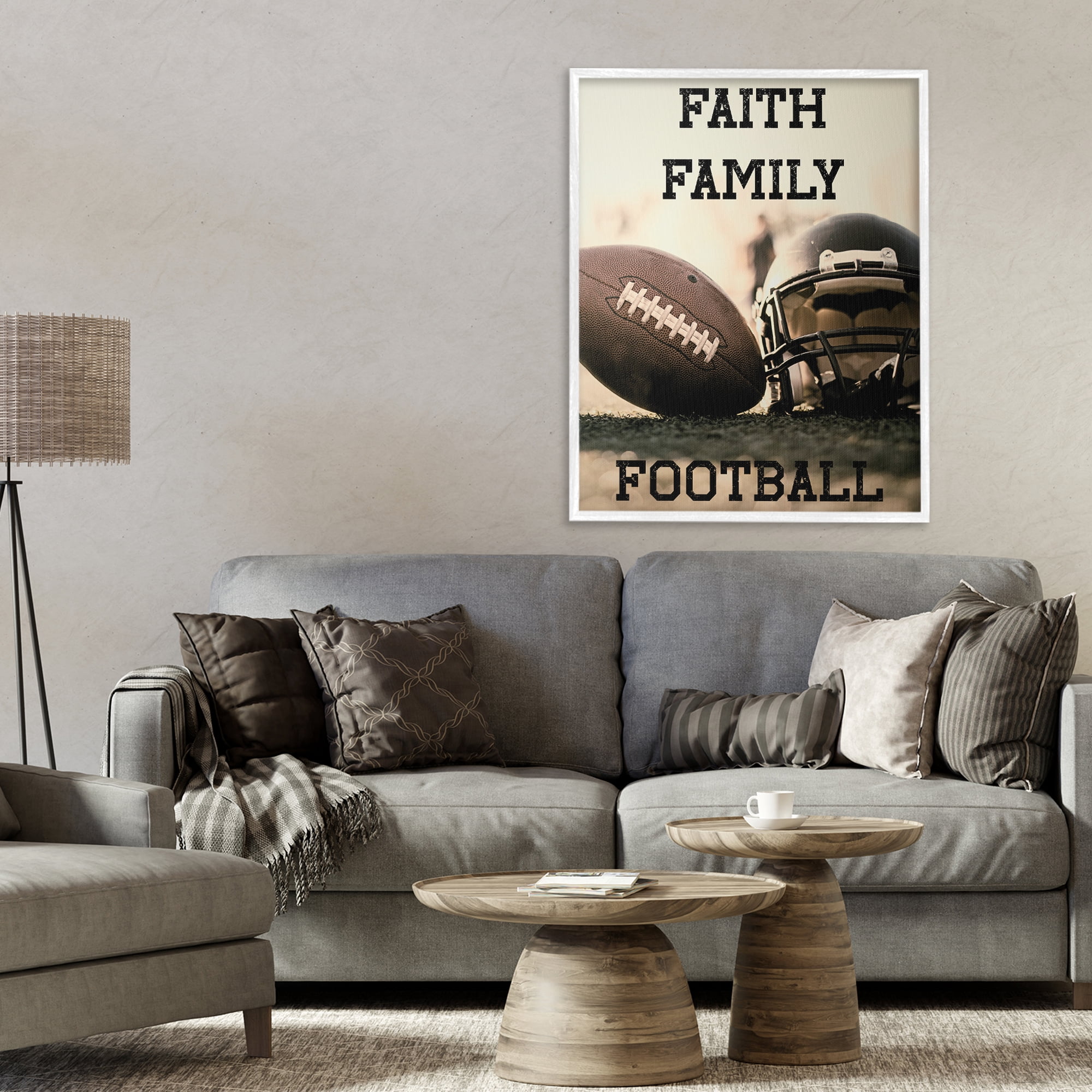 Stupell Industries Faith Family Football White Framed Giclee Art, design by Jesse Keith