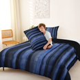 thumbnail image 4 of Manfei Pixel Vertical Streak Full Size Comforter Sets, Dark Blue Block Bedding Comforter Set, Dark Blue Black, Black Reversible 3 Pieces, 1 Comforter and 2 Pillowcases, 4 of 6