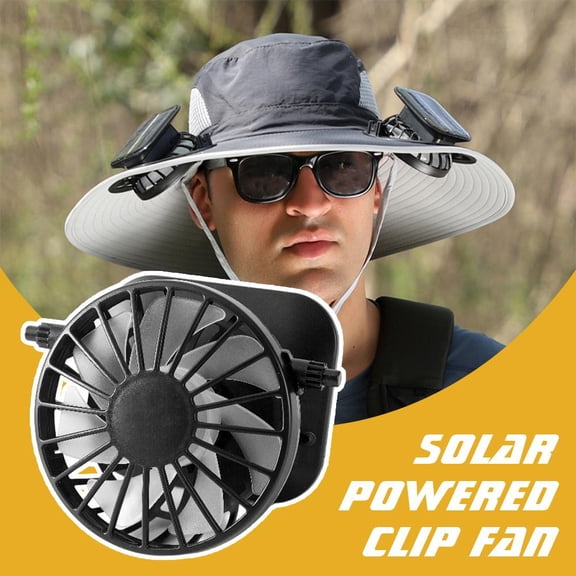 1 pc Solar Powered Hat Fan with Adjustable Clip, Mini Hands-Free Cooling Fan for Outdoor Activities, IPX4 Waterproof and Rechargeable for Gardening and Travel