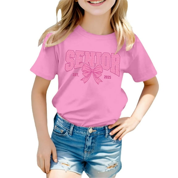 Toddler Girls Casual Print Round Neck Loose Short Sleeve T Shirt Top Summer T-Shirts Pink,2-3T Girls Graphic Tees