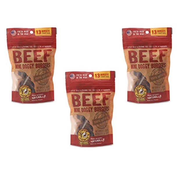 Happy Howie's 3 Pack of Mini Beef Burgers Dog Treats, 13 Count Each