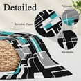 thumbnail image 2 of Teal Blue Black Geometric Pillow Covers, Linen Long Throw Pillow Case, Modern Abstract Art Block Holiday Pillow Protector Decorative Cushion Cover for Living Room/Bedroom 20" x 30", 2 of 8