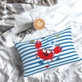 thumbnail image 4 of Goofa Red Funny Crab on Blue Stripe Print Plush Throw Pillow Case, Soft Velvet with Hidden Zipper, Decorative Cushion Cover for Sofa, Bed, Car, and Home Décor-16"x24", 4 of 5