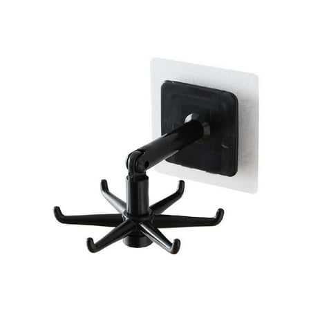 

360° Rotating Kitchen Hook Self-Adhesive 6 Hook Household Hanger Door Hook Handbag Clothes Tie Bag Hanger Kitchen Utensils