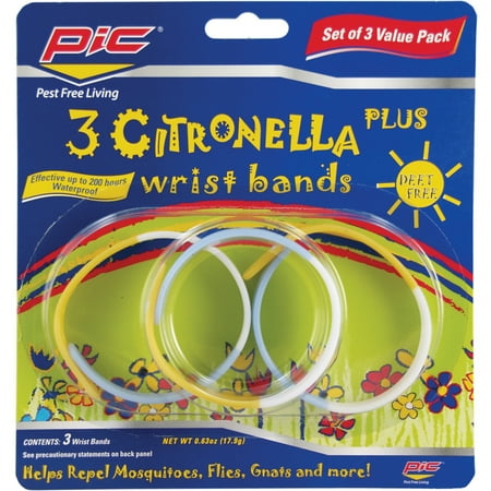 Pic Band3 Pic Citronella Plus Wristband, 3ct
