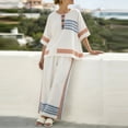 thumbnail image 4 of VBVC Women's Striped Batwing Sleeve 2 Piece Set , Beach Vacation Outfit For Women , Ladies' Wide Leg Pants Tracksuit with Pockets,White,S-5XL, 4 of 5