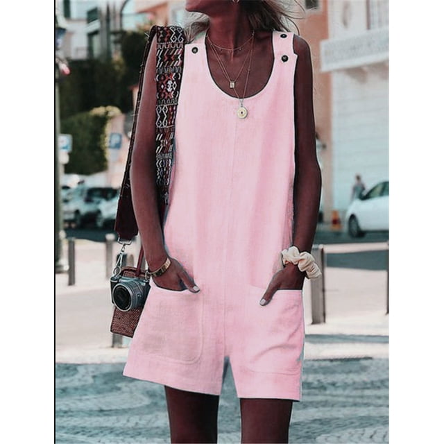Mono informal de verano con tirantes y botones sueltos para mujer, estilo europeo y americano, con tirantes ajustados