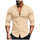 thumbnail image 1 of pstuiky Camisas casuales de manga larga para hombre, Camisas de manga corta con botones para hombre, camisa hawaiana con textura, camisa informal de vestir lisa, camisas salir tops l, 1 of 5