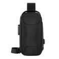 thumbnail image 1 of Bolso de pecho para hombre, mochila para moto impermeable, bolso de mano informal con puerto de carga USB. Negro, 1 of 9
