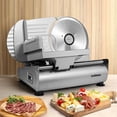 thumbnail image 3 of CUSIMAX Electric Deli Meat Slicer – Dual 7.5″ Removable Stainless Steel Blades & Adjustable 1–15 mm Thickness with Detachable Food Carriage, Perfect for Home Cutting Meat, Cheese & Bread, 3 of 6