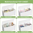 thumbnail image 6 of Minimalist Wooden Toy Box, Kids Toy Chest with Safety Hinged Lid, Toy Storage Trunk Case for Playroom, Bedroom, Kitchen, Living Room, White, 6 of 7