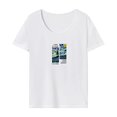 thumbnail image 1 of Camiseta para mujer trajes de verano cuello redondo camiseta para viajes playa calle desplazamientos SG, 1 of 7