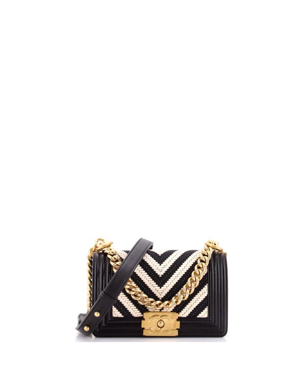 Pre-Owned Boy Flap Bag Braided Chevron Cording and Calfskin Small By Rebag
