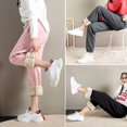 Women Winter Warm Sherpa Fleece Pants Fur Lined Elastic Thick Joggers