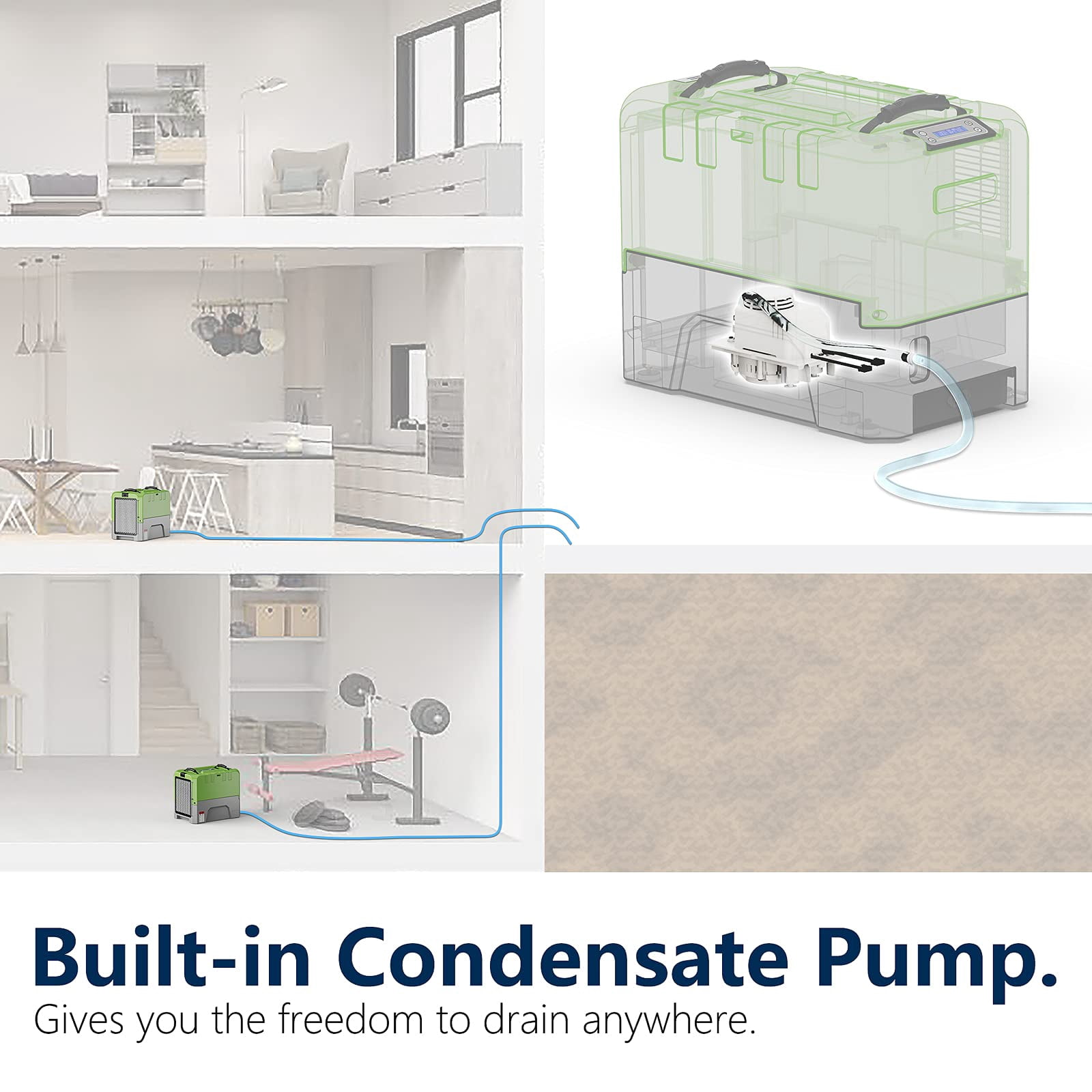 ALORAIR Commercial dehumidifiers With Wi-Fi,Up to 2,300 Sq.Ft,180 PPD Industrial Dehumidifiers with Drain Hose, for Water Damage Restore, Flood Repair, Large Space, Job Sites, 5 Year Limited Warranty
