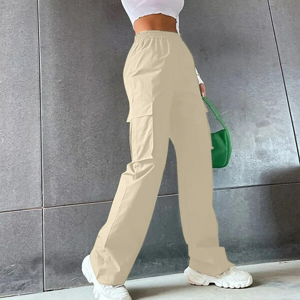 Tdoqot Cargo Pants Women- Solid Casual Baggy Fit Straight Leg Pants ...