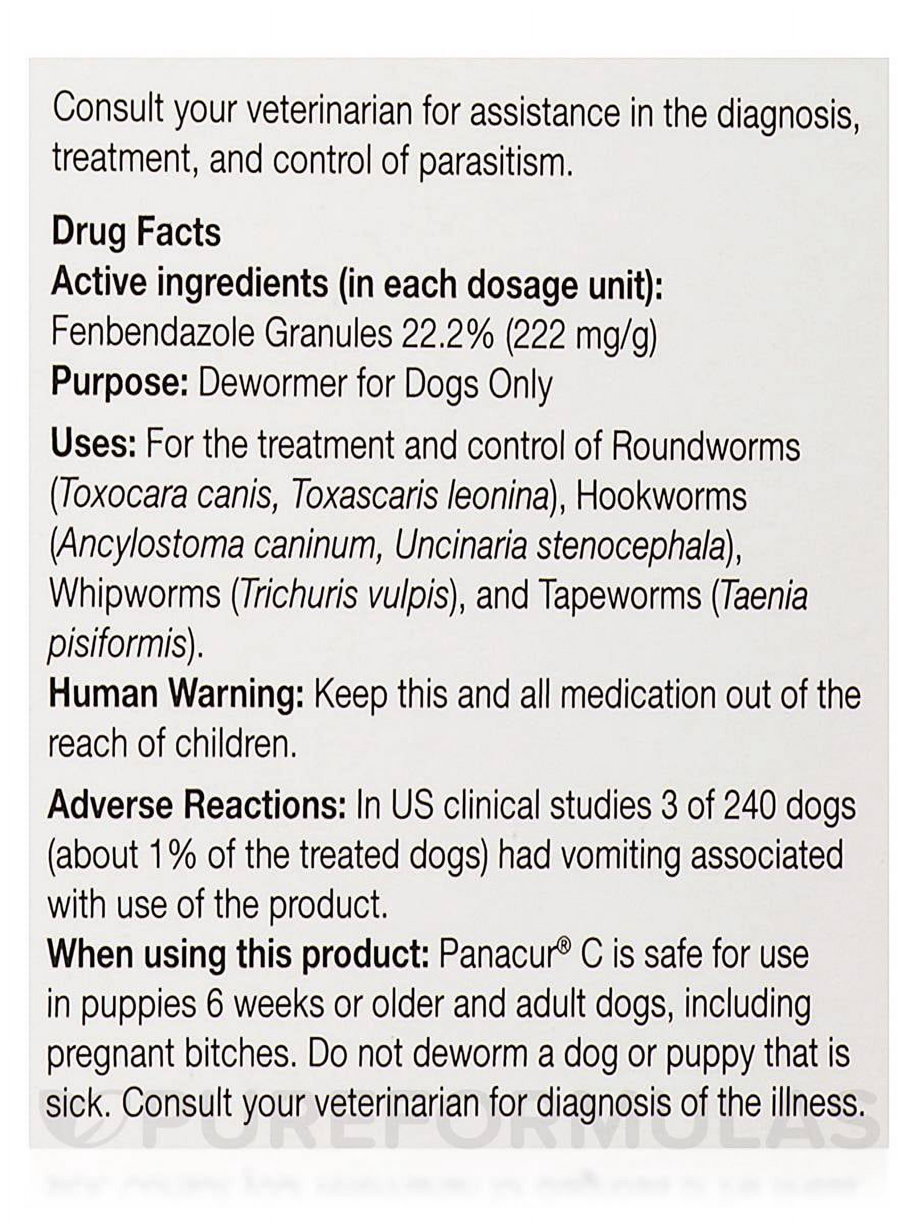 Panacur C Dewormer (Fenbendazole) for Dogs, Three 4-Gram Packets (40 Pounds)