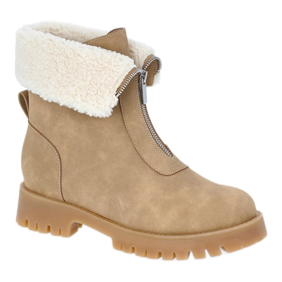 No Boundaries Women's Fold Over Zip Front Boots, Wide Width Available