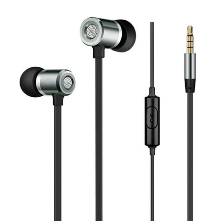 Metal Rotor Headset Earbuds with Mic 3.5mm Headphones 3.5mm Headset by MyBat Alloy Metal Stereo In-Ear Earphone with Microphone Handsfree (Crystal Clear Noise Cancelling) for Apple iPhone Samsung S9 S9+ Cell phone Black ()