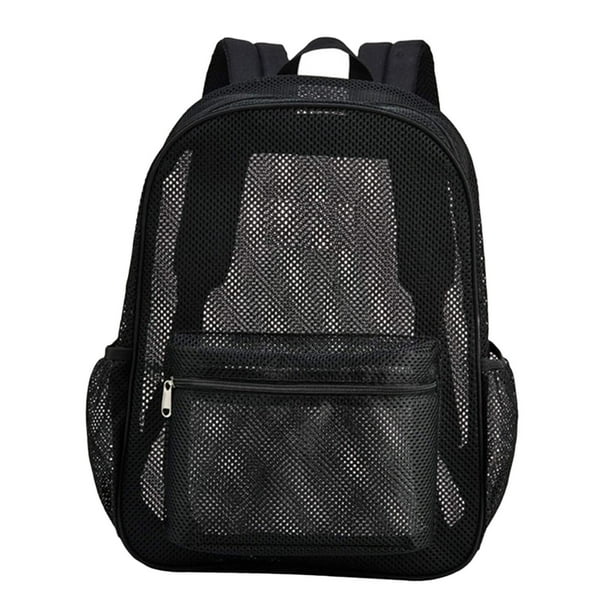 Mochila de malla Mochila de playa Mochila ligera y elegante Bolsa de gimnasio multifuncional Bolsa deportiva para ir de compras en bicicleta al aire Negro