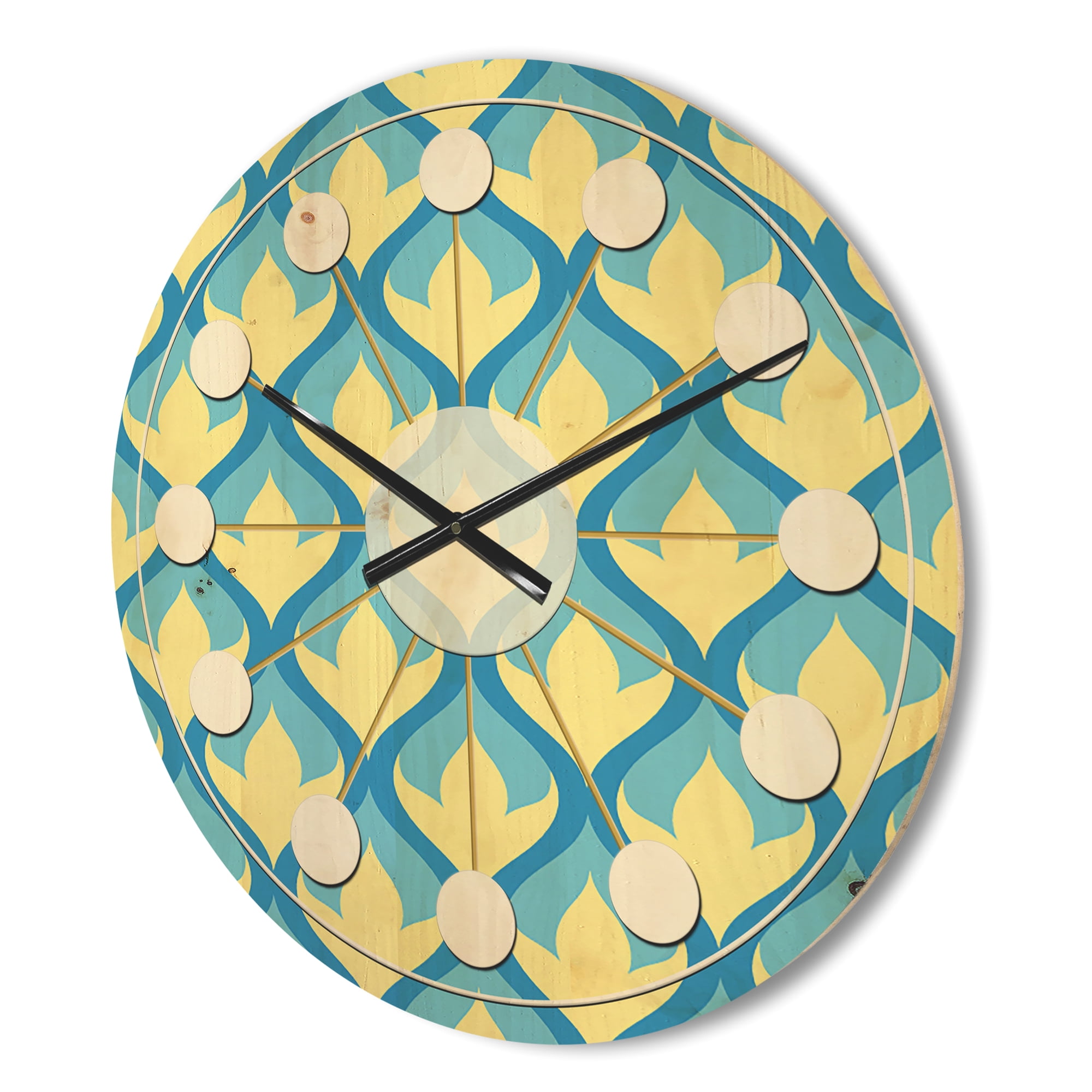 Designart 'Abstract Retro Pattern Design XVII' Mid-Century Modern Wood Wall Clock
