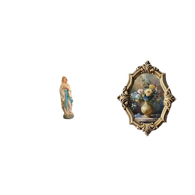 Escultura de resina de María, figura decorativa, estatua Jesús, marco de fotos vintage, portafotos, colección de artesanías para p