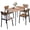 Half-Moon Backrest Chair, variant on MIERES 4 Person Dining Table Set, Wooden Dining Table 5 Piece Set with 4 Oak Metal Frame Chairs, Space Saving, Suitable for Apartments, Small Spaces, Kitchens, Breakfast Corners, Espresso Wood C