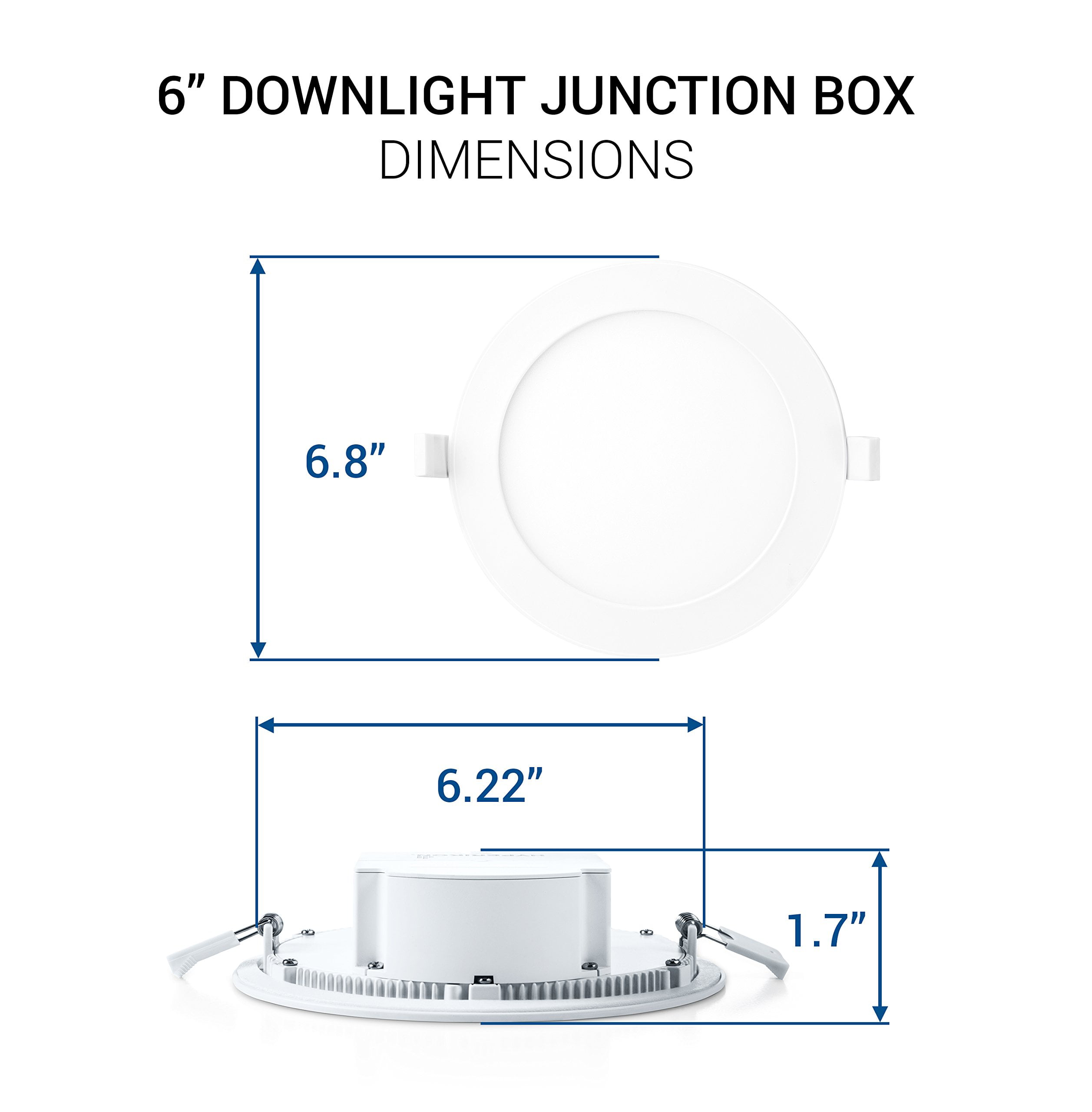 Hyperikon 6 Recessed LED Downlight with Junction Box Daylight Glow 6 Pack 65W Equivalent UL Inc. 4000K 11.6W for Dry/Damp Locations Energy Star Slim Retrofit Airtight Downlight Dimmable 
