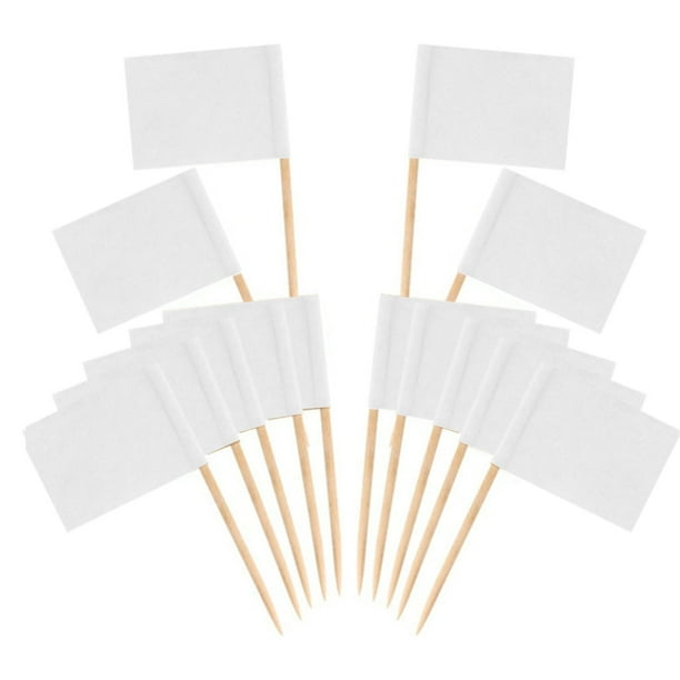 100 Pieces Blank Toothpick Flags Mini Food Labels with Wooden Sticks Cheese Markers Picks for Cupcake Toppers Fruit Appetizers Cocktail Party ...