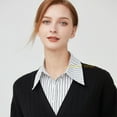 thumbnail image 3 of LoudSung Fake Collar Stripe False Dickey Collar Matched Cuffs Sets Detachable Half Shirt Blouse Elegant for Women Girls, 3 of 7