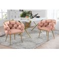 thumbnail image 2 of Luxury Accent chair Set of 2, Modern Simple Chair with Metal Legs and Velvet Fabric, Leisure Back with Simple and Smooth Lines, Lazy Single Sofa for Living Room, Bedroom, Home, Office, Pink, 2 of 9